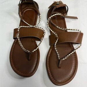 Maurices Brown Sandals with Beaded Straps